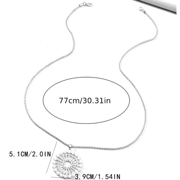 Pearl Necklace Rhinestone 30" Long Chain Pendant Statement Trendy Stylish Glam - Picture 2 of 3